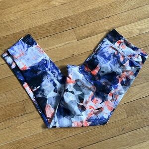 Adidas Blue and Orange Abstract Leggings